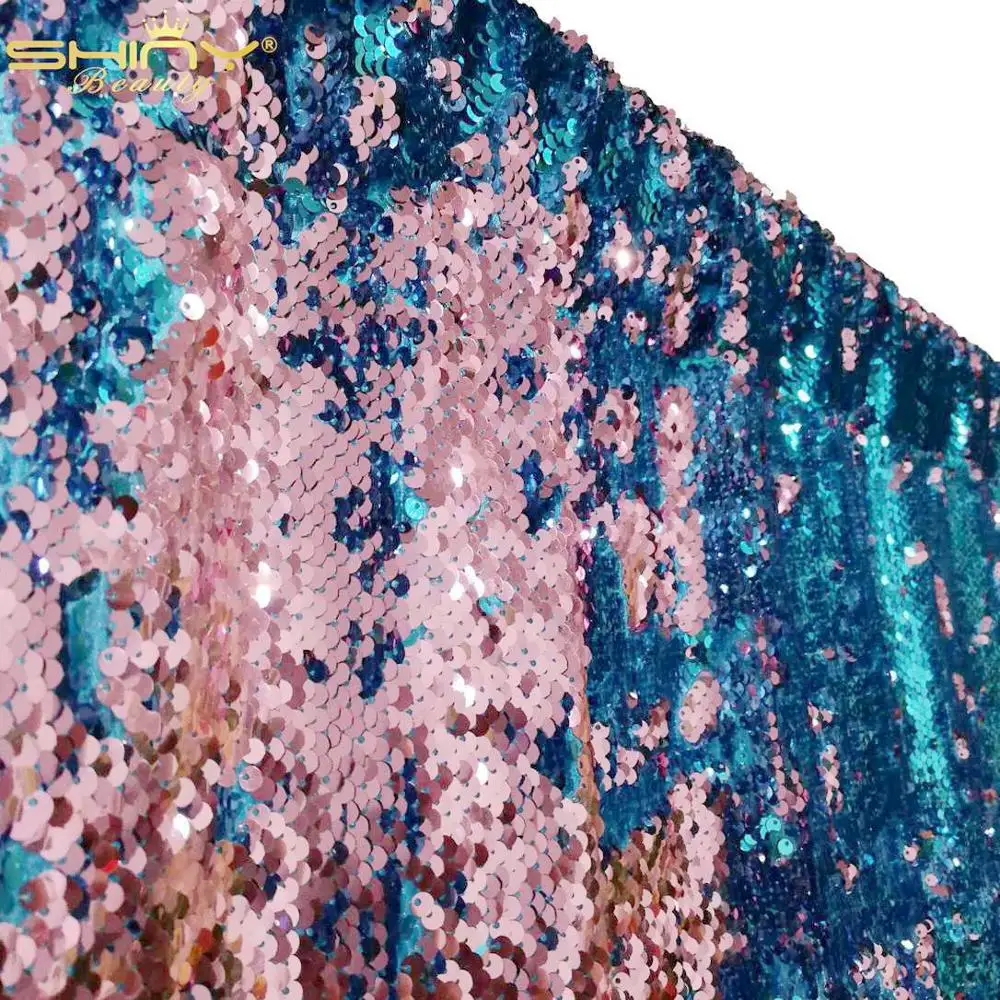 Блесток шторы фон 4FTx7FT Русалка с пайетками для Photo Booth бирюзового до крыльями