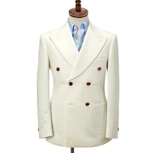 Costume Beige 2 pièces pour hommes, costume de mariage, Blazer d'affaires, manteau à revers, à la mode  (1)