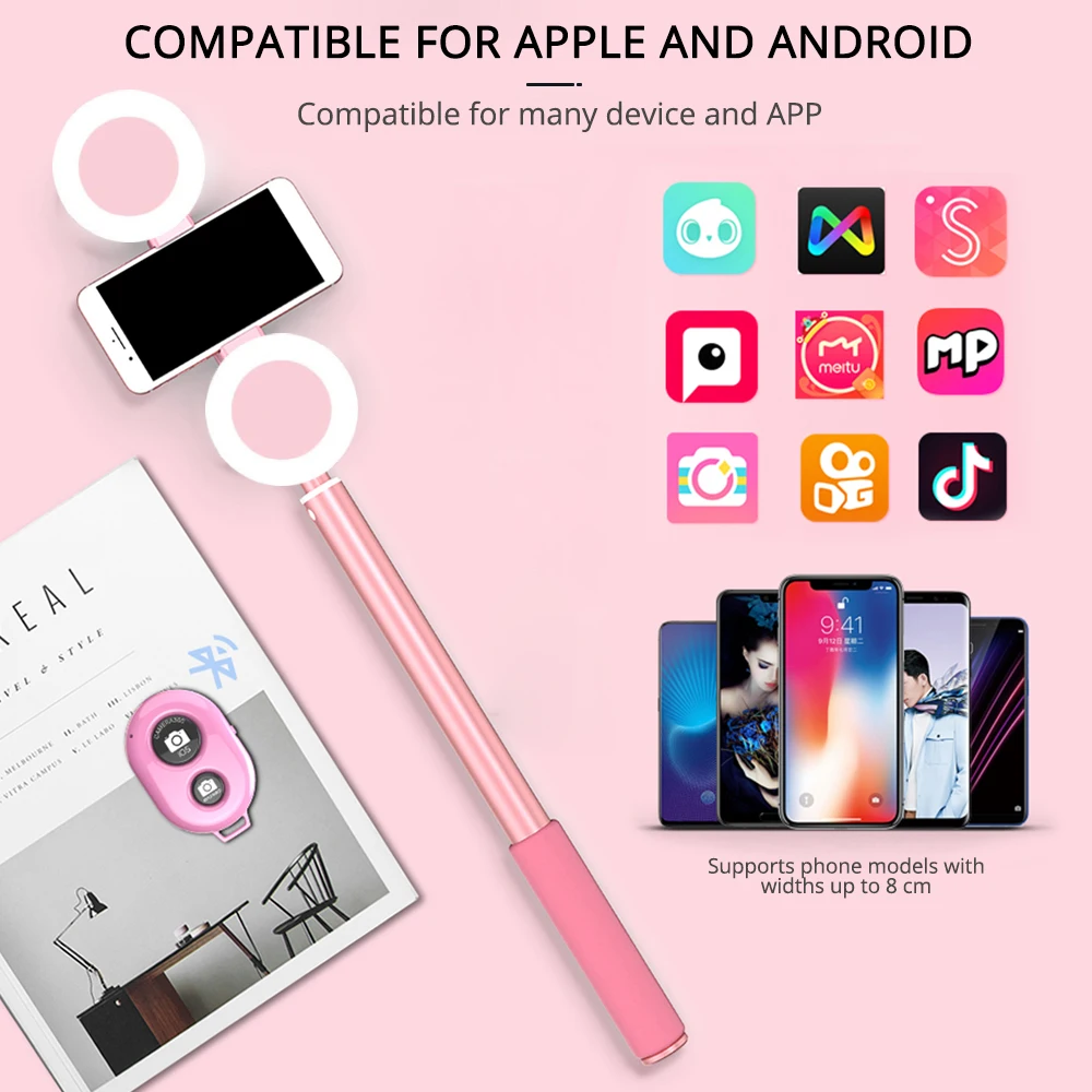 Spash Универсальный 1 7 м Bluetooth селфи палка штатив с кольцом света держатель телефона