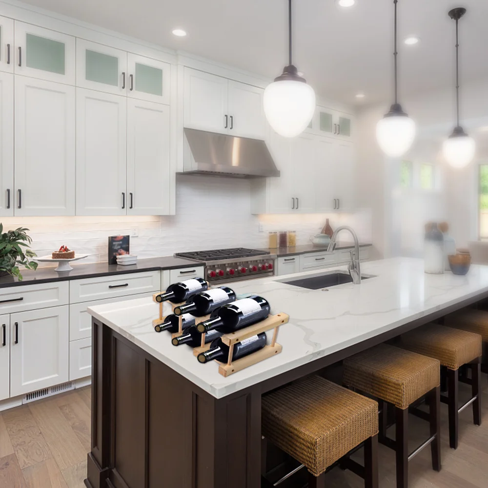 

1Pc DIY Wooden Red Rack Water Bottle Display Holder Kitchen Storage Rack