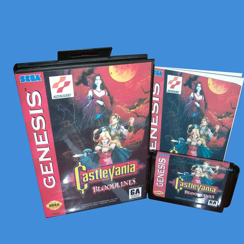Castlevania Bloody Lines Смешанная версия с коробкой и руководством 16 бит MD игровая карта