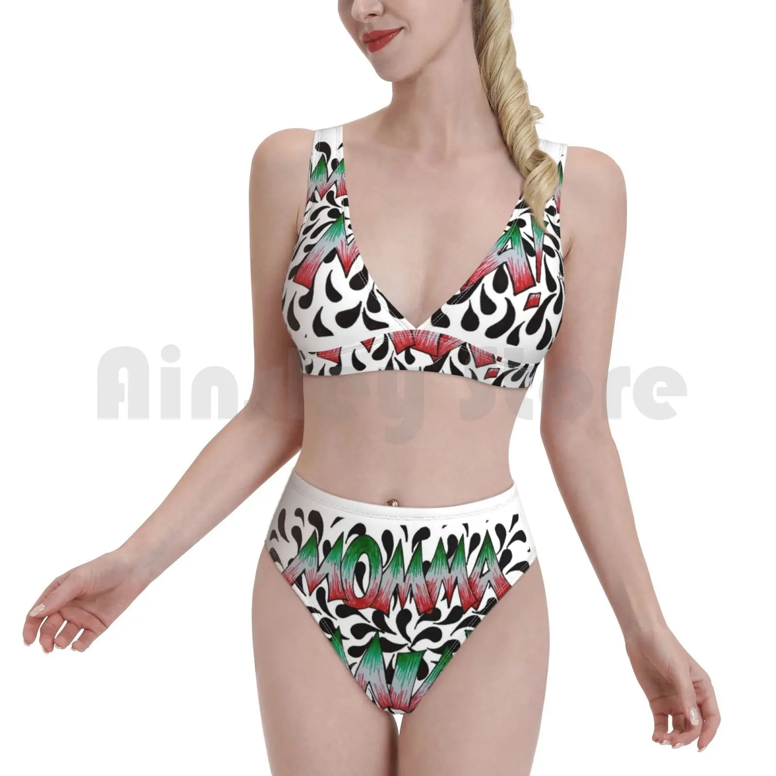 Модифицированный купальник Mia Italiano бикини с подкладкой и высокой талией красного