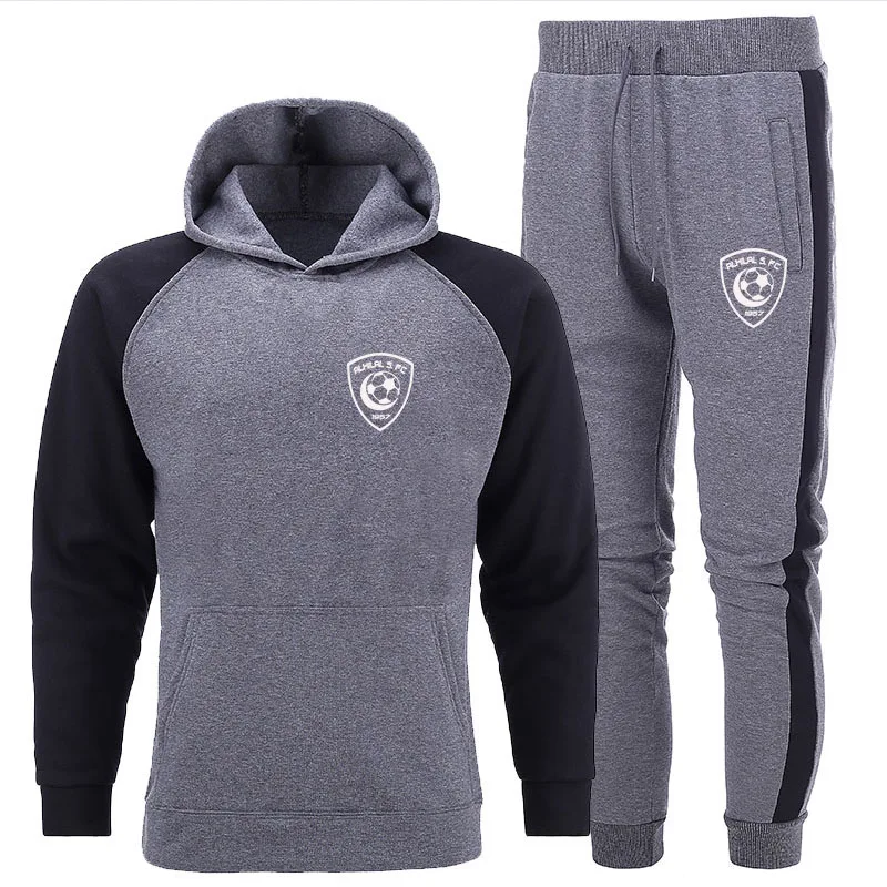 

New Large Size Printed Men's Sports Top + Sports Pants 2-Piece Set of Spring And Autumn Fashion Hooded Sportswear Loose And Comf