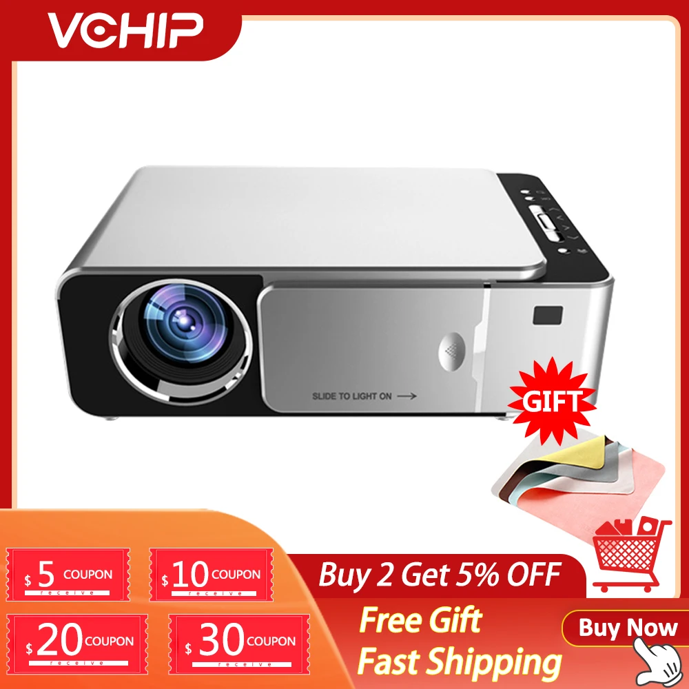 VCHIP ST6 Mini Projector For Home Theater Supports 1080P WiFi TV LED HDMI USB Portable Media Player Smart Phone Beamer With Gift |