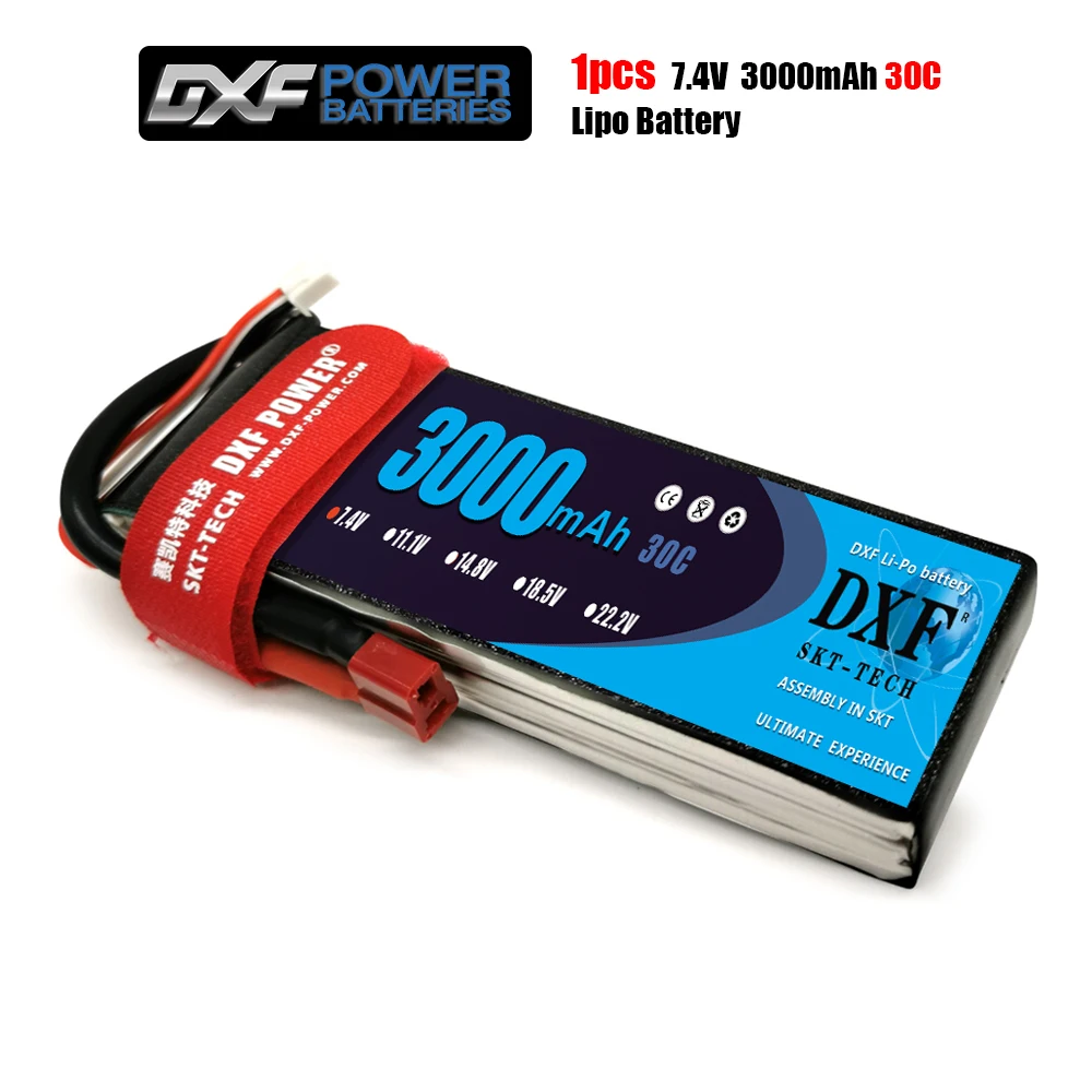 DXF Li-Poly батарея 7 4 V 3000mAh 2S 30C MAX 60C 1/10 RC автомобиль Lipo Bateria Мультикоптер Квадрокоптер