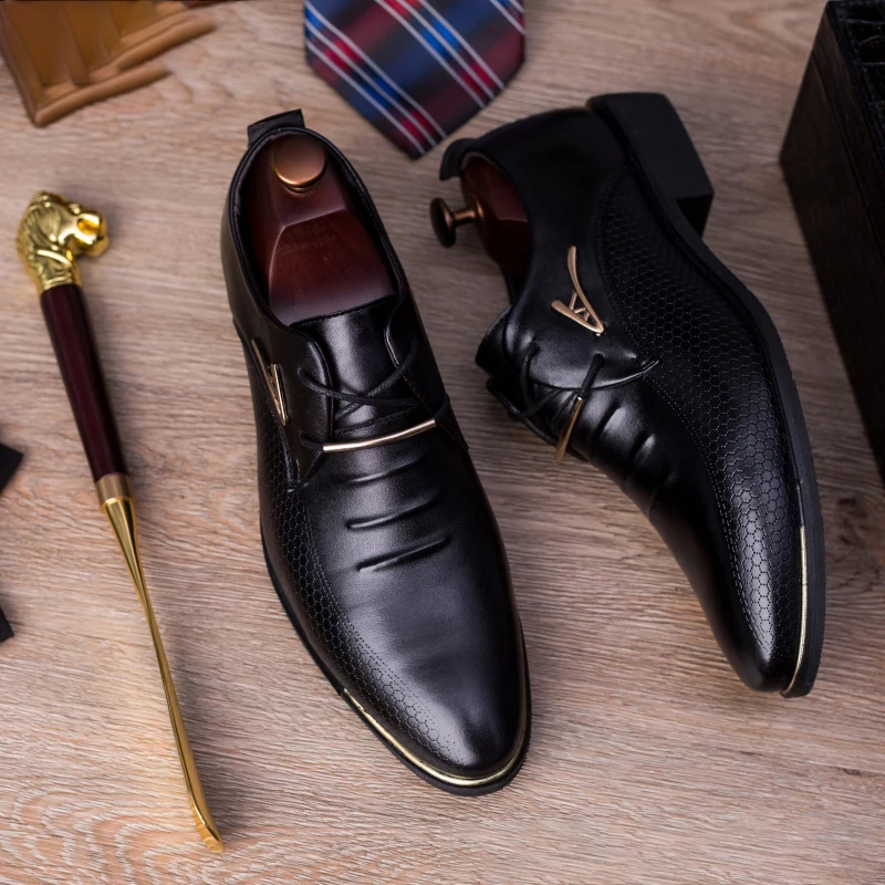 

Men's classic pointed-toe faux leather dress formal wear men's oxford shoes plus size new fashion trendy shoes mens shoes