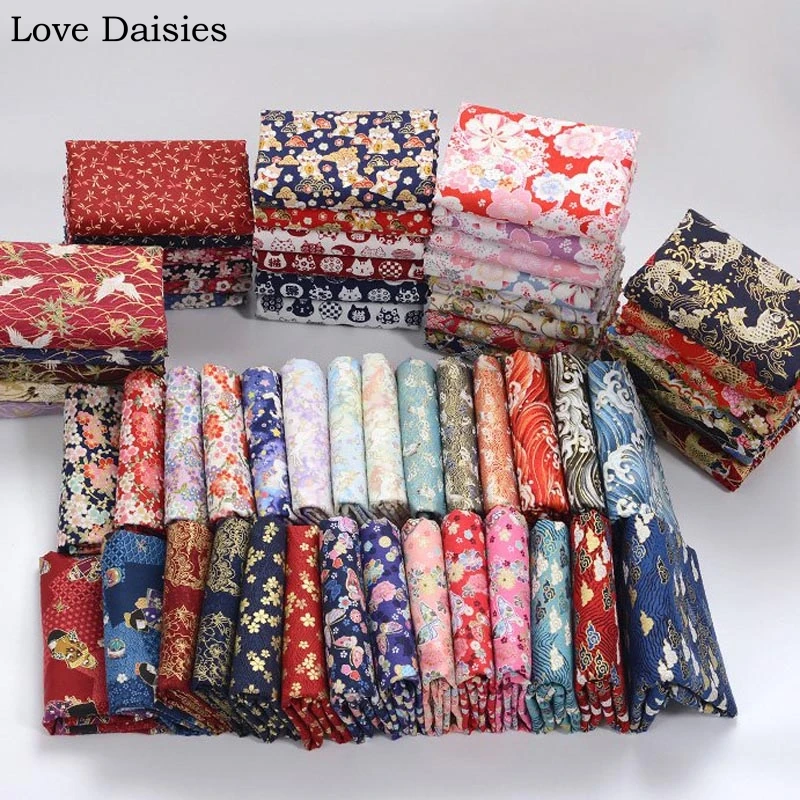 100% хлопок бронзовая японский стиль Карп Сакура бабочка кран цветок ткани для DIY