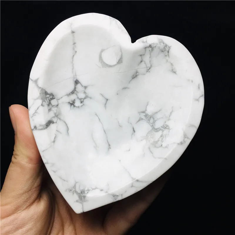 Натуральная резная чаша Howlite в форме сердца исцеляющая Хрустальная тарелка Луны