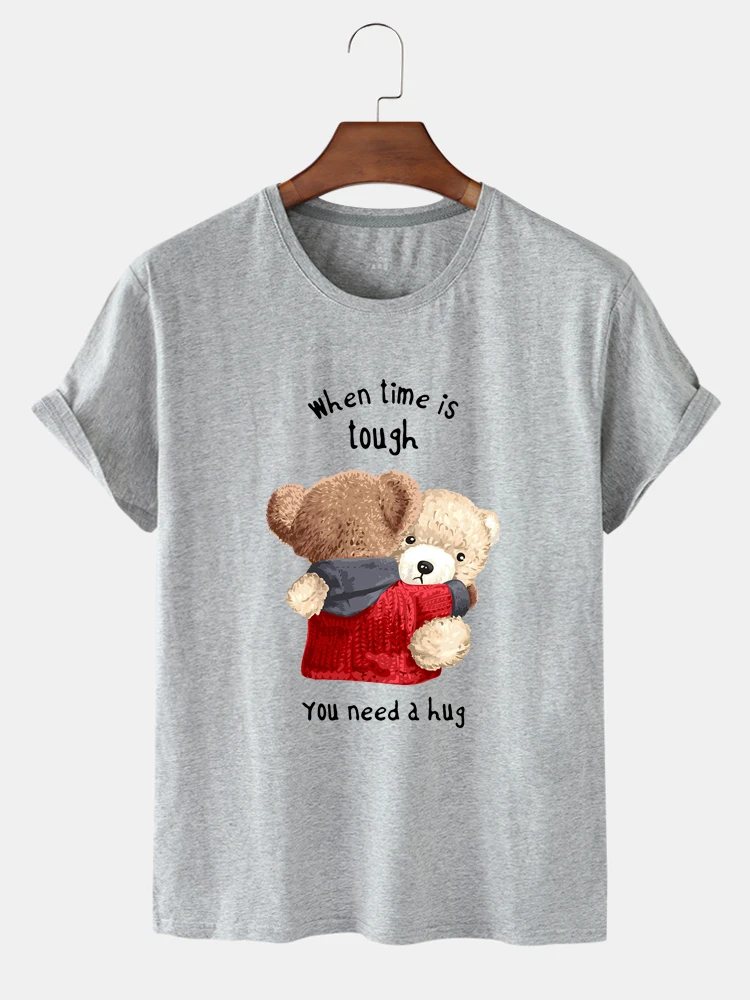 

Summer Women's T Shirt Personality Fashion Breathable Cute Bear Print Fitness Short Sleeve T Shirt Women's T-shirt Large Size