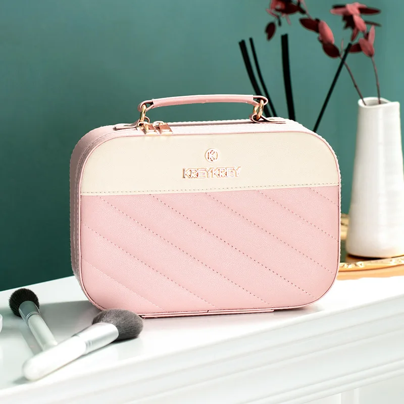 

2021 New Hot Sale Small Portable Make-Up Box Women'S Portable Large Capacity Fashion Storage Bag High Quality Makeup Suitcase