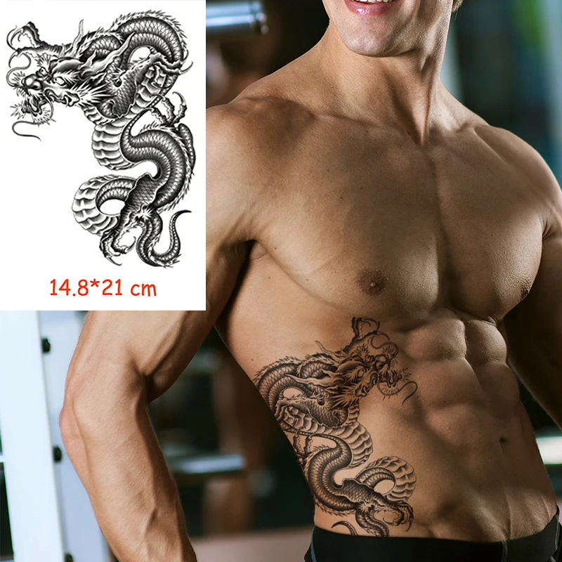 

Waterproof Temporary Tattoo Sticker dragon big animal flash tatoo Body Art fake tattoos flash tatto Women/Men 14.8*21 cm