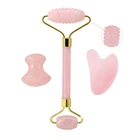 Роллер из натурального розового кварца, нефритовый массажер для гуаши