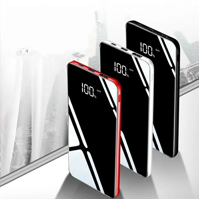 Ультратонкий зеркальный внешний аккумулятор 30000 мАч для xiaomi mi iphone портативное
