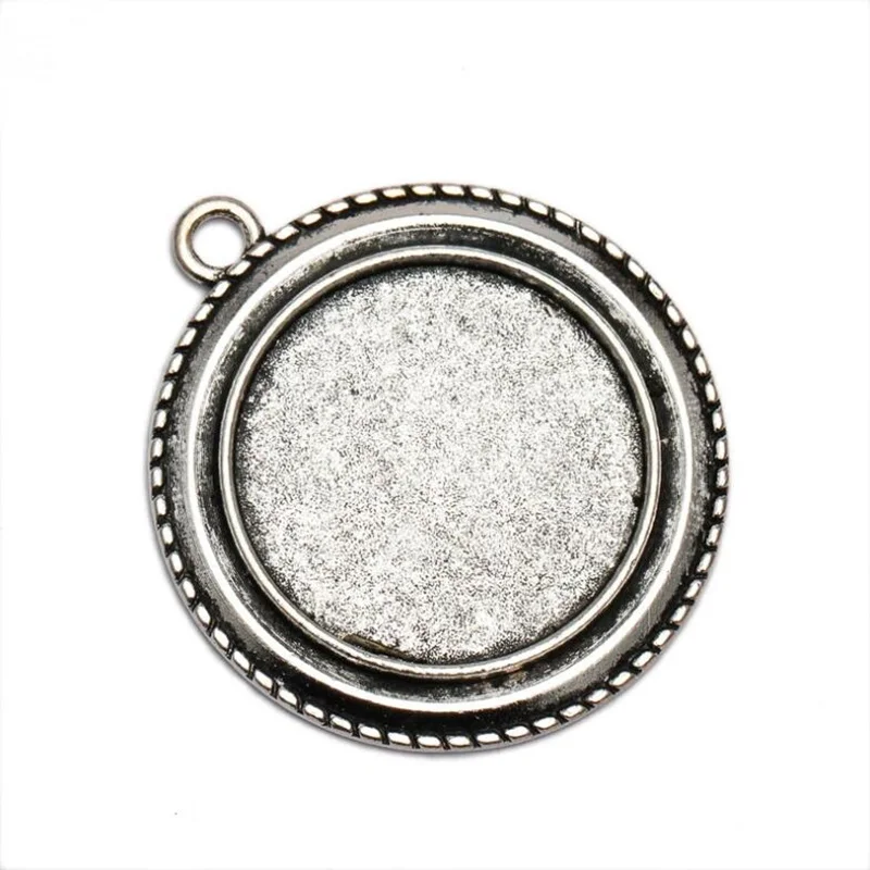 

10pcs/lot Retro Round Pendant Settings Cabochons Bases Bezel Trays Fit 25mm Glass Cabochon Cameo DIY Necklace Finding