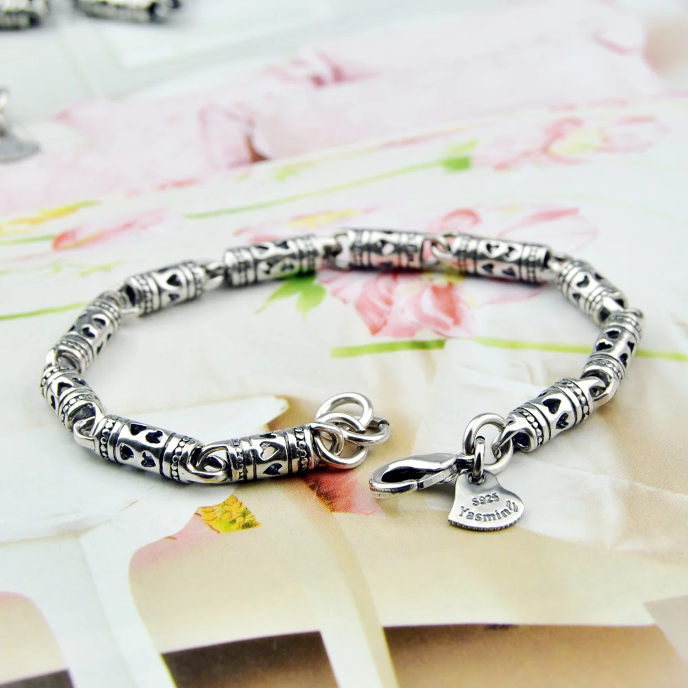 Fashion Retro Men's Silver Bracelet New 925 Sterling Lucky Charm Cuff Bracelets Bangles Jewelry | Украшения и аксессуары
