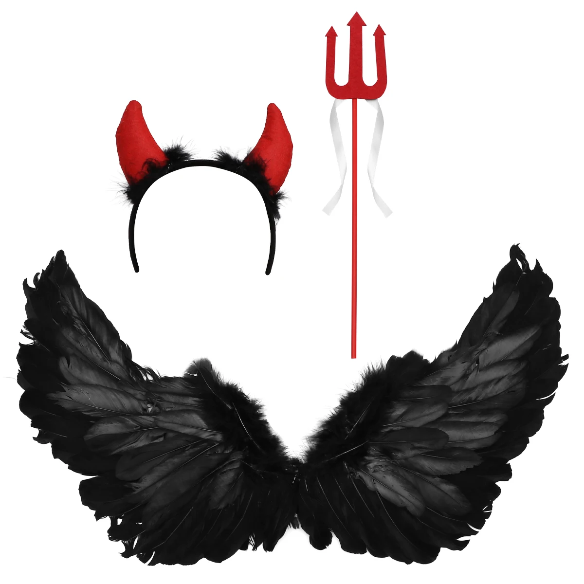 Комплект головных уборов с треугольной вилкой и крыльями дьявола из 3 предметов