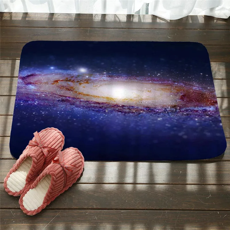 Cosmic Outer Space Stars Starry Sky Felt Rubber Bath Mats Carpet Rug Doormat Living Room Non-slip Kitchen 3D Floor Mat | Дом и сад