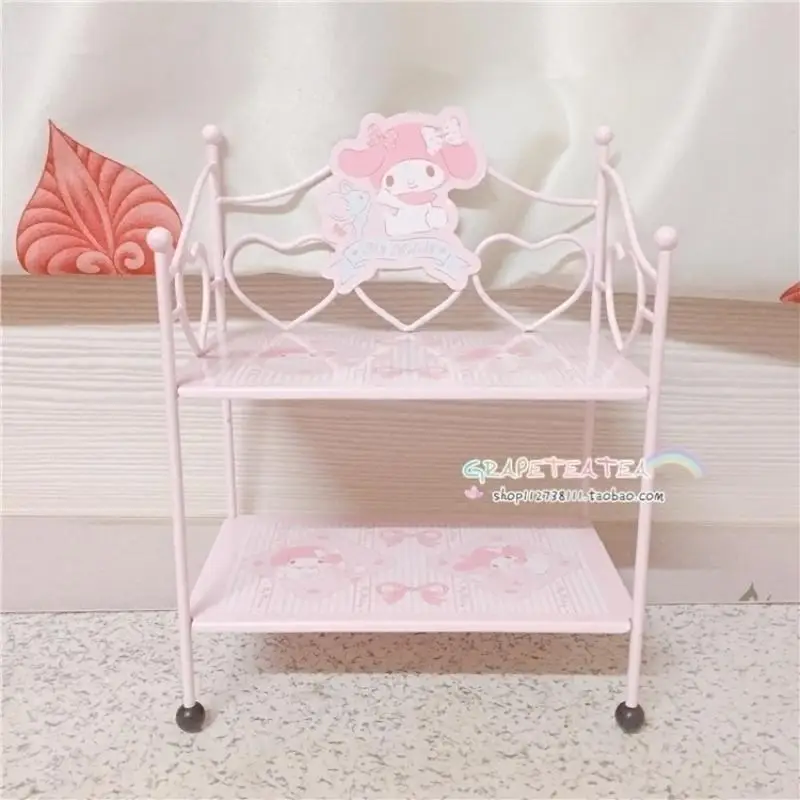 

27*20*12Cm Girly Style Kawaii Sanrio Foldable Desktop Shelf Cosmetic Rack Jewelry Box Iron Mymelody Anime Cartoon Girls Gift