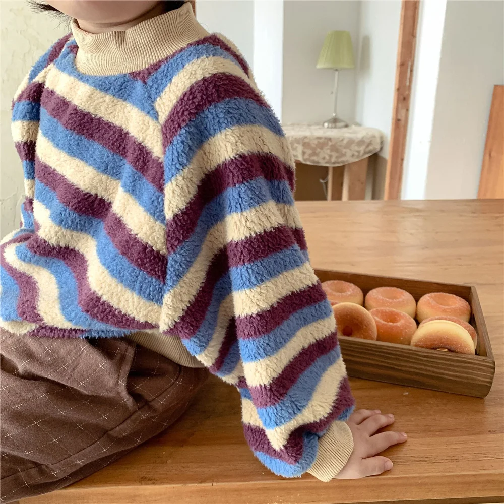 

Осенне-зимний мягкий вельветовый Свитшот унисекс с высоким воротником, Свободный теплый пуловер