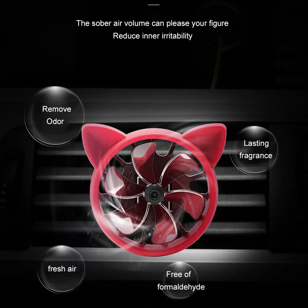 

Cat Shape Fan design Car Air Freshener Smell Auto Air Vent Clip Perfume Fragrance Freshener Car Interior Decoration Accessories