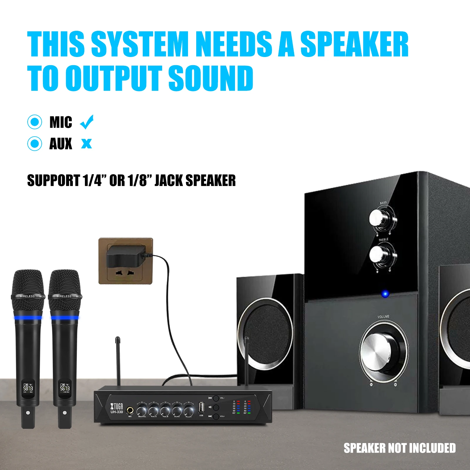 XTUGA UH330 перезаряжаемый беспроводной ручной микрофон с эффектом эха Bluetooth