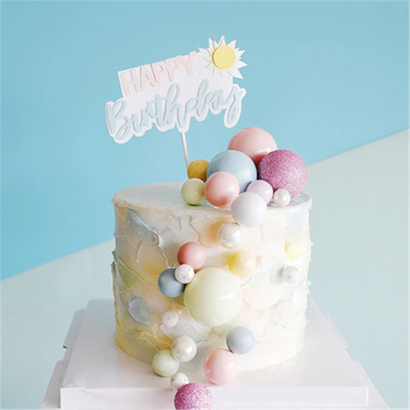 Красочный розовый Буле зеленый шар торт Топпер для детей свадьба день рождения