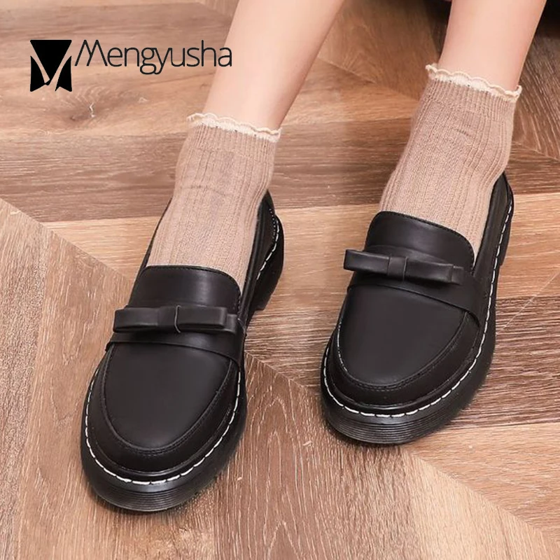 Туфли-оксфорды женские в стиле ретро с круглым носком без застежки Мокасины