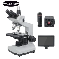 trinocular microscope lab 1600x biological compound microscope with 9 display 5 0mp digital eyepiece camera two layer stage