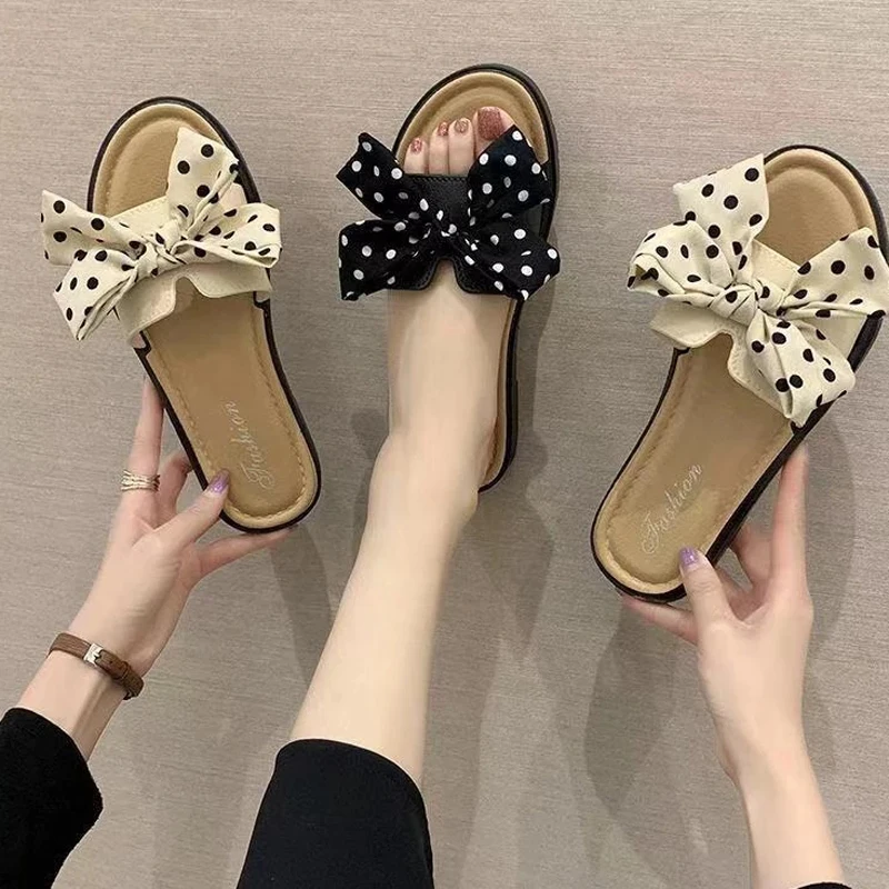 

Женские тапочки с бантом, женская одежда, тапочки, пляжная обувь, сандалии, женская сетчатая красная Желтая Женская верхняя одежда, Корейска...