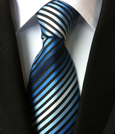 

8cm Men's Ties High Quality Jacquard Woven Neck Tie Fashion Blue Striped Neckties for Men