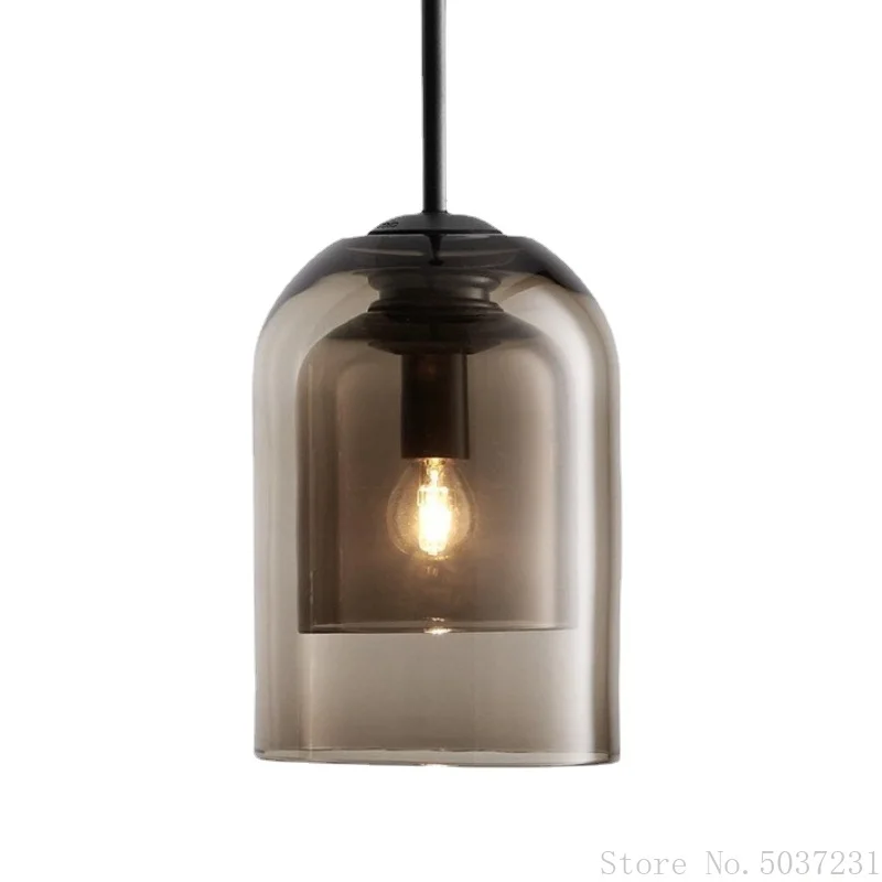 

Nordic Ashy Glass Pendant Lights Bedroom Bedside Hanging Lamp American Retro Glass Bar Hanging Restaurant Luminaire Suspendu E14