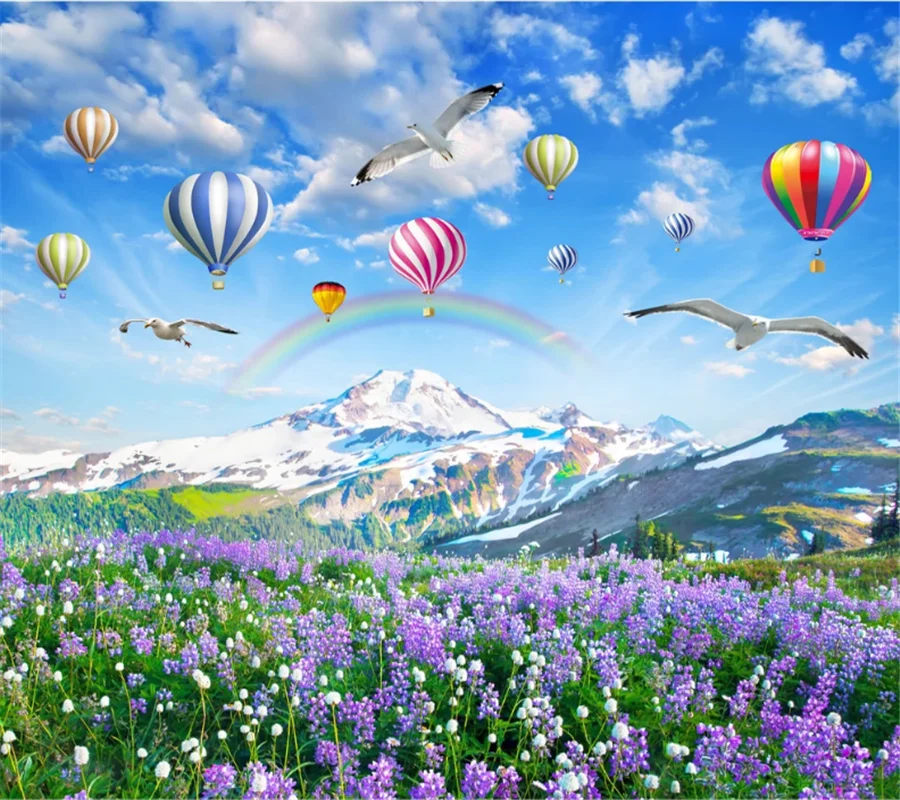 Wellyu пользовательские обои 3d плато Лаванда цветок море горячий воздух воздушный
