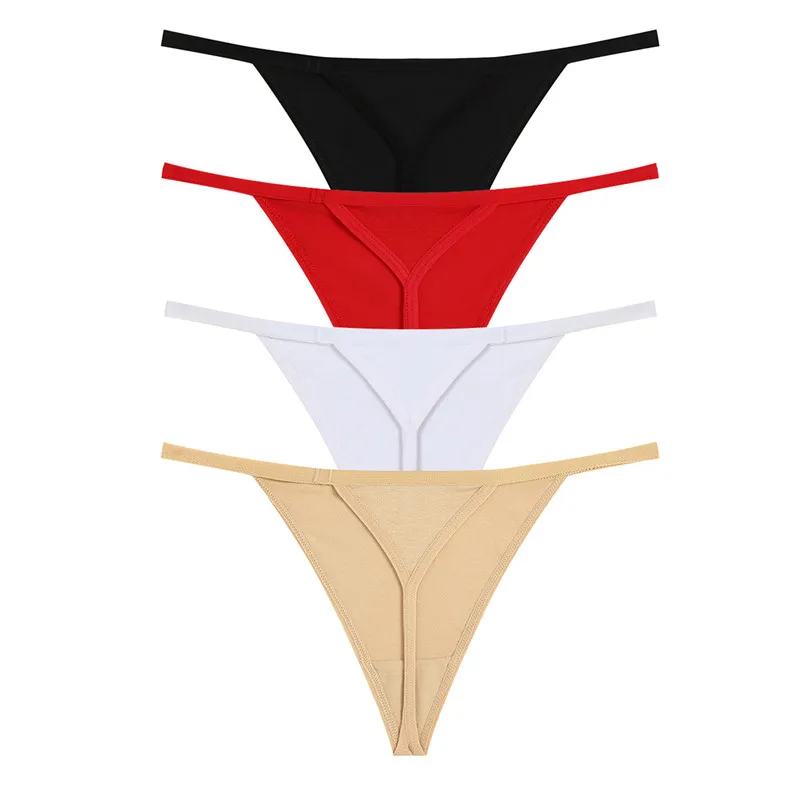 Стринги женские бесшовные из натурального хлопка белые черные красные|panties woman