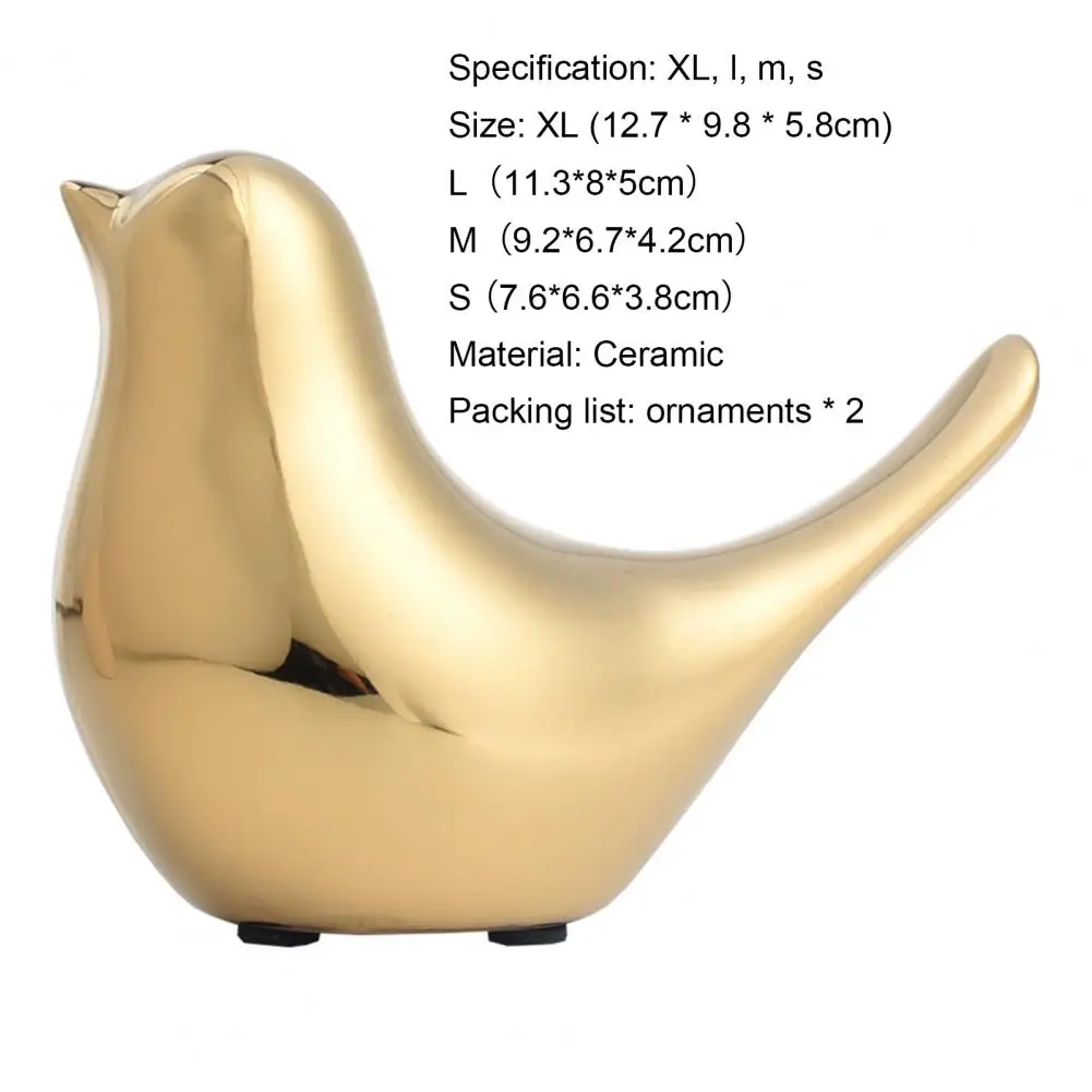 

2Pcs Display Mold Wear-resistant Bird Pattern Ceramic Little Bird Statue Ornament for Bookshelf