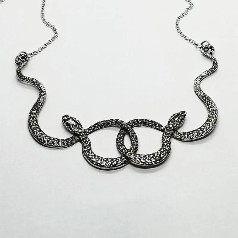

2021 Trend New Gothic Witch Serpent Entwined Double Snake Choker Necklace Fashion Jewelry Party Women Gift For Wife's Gifts