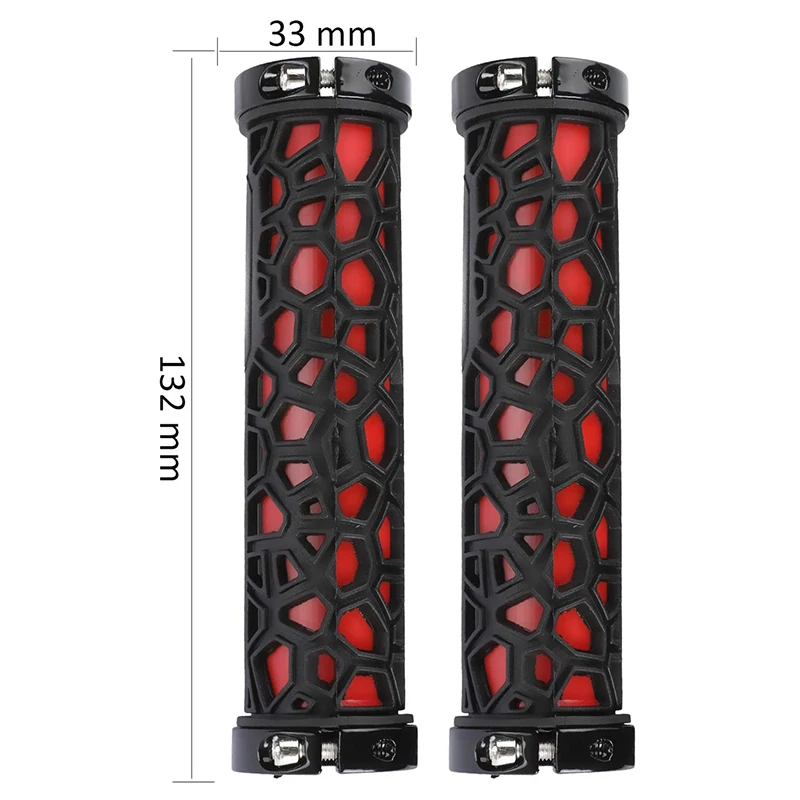 Dual Lock-On Bike Grips Handlebar Anti-Skid for Mountain Bicycle Handlebars Partsn red | Спорт и развлечения