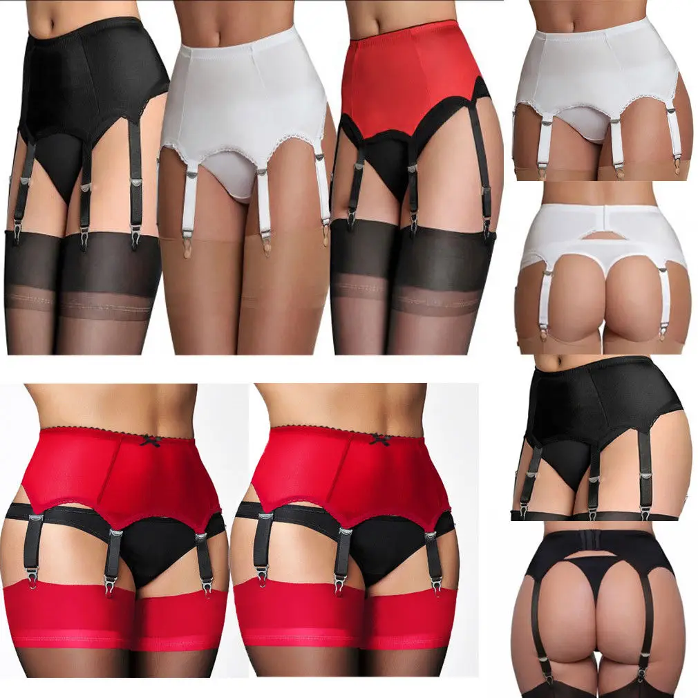 

Women Sexy Garter Belt, High Waist Suspender Belt, Night Club Elastic 6 Straps Clip Garters Women's Clothing