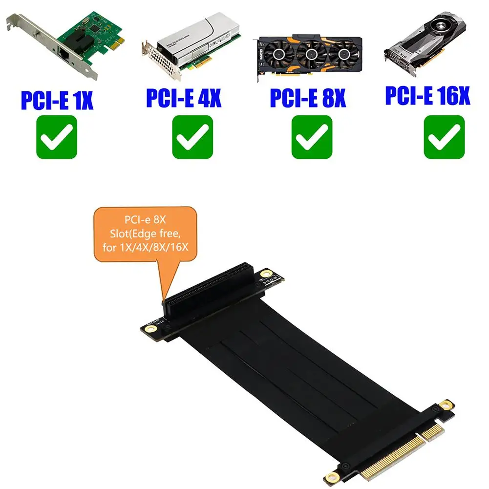 Компьютерная шина PCI E 8X 90/270 градусов Удлинительный кабель переходная карта