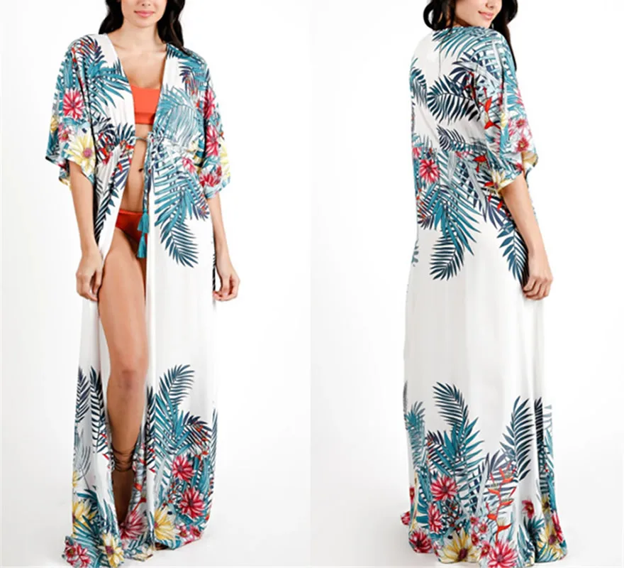 Пляжная накидка с принтом листьев парео для женщин 2021 быстросохнущая пляжная