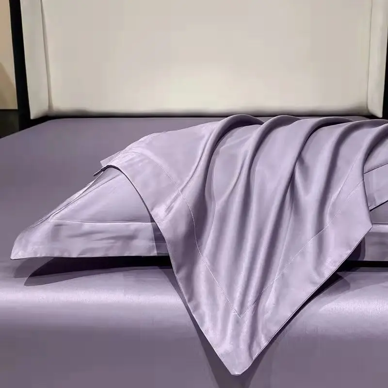 

2Pcs 100% Cotton Satin Pillowcase Bedding Solid Colour Pillow Cover High Quality Bed Set