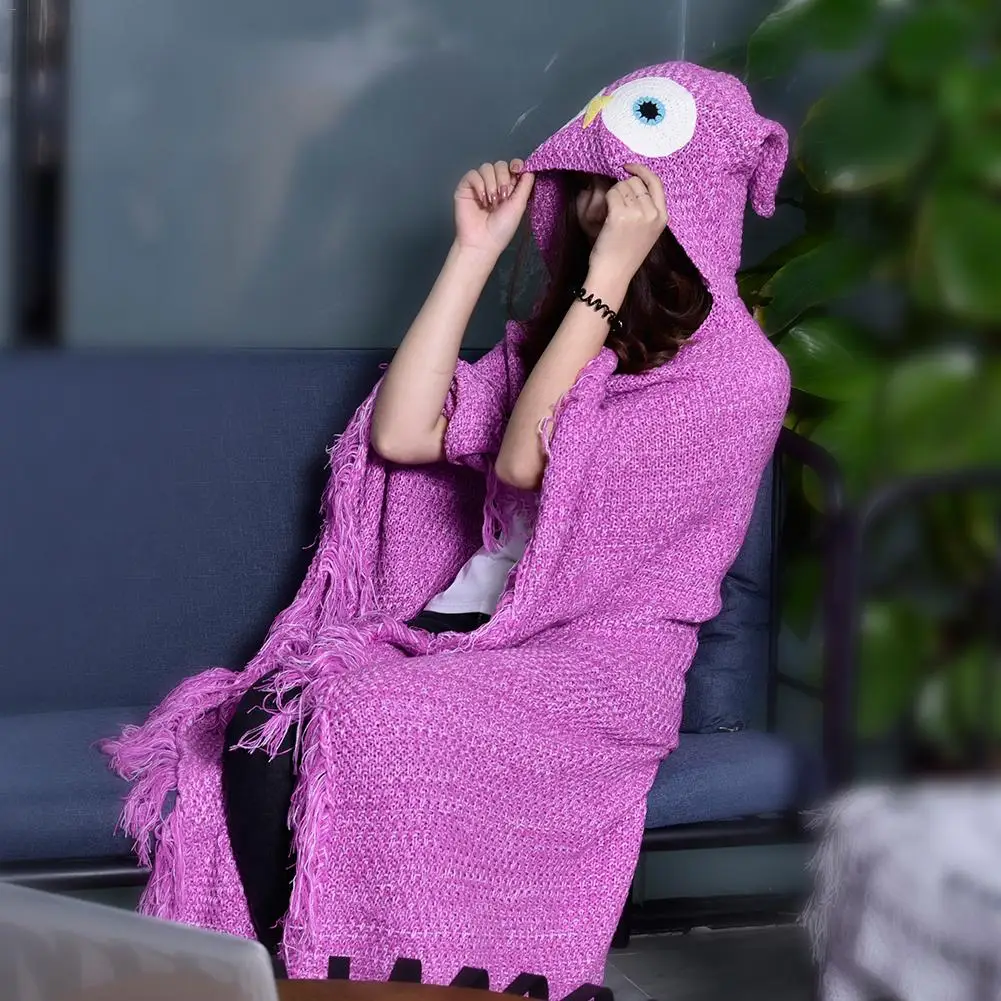 Вязаное крючком одеяло с изображением совы из мультфильма толстовка капюшоном