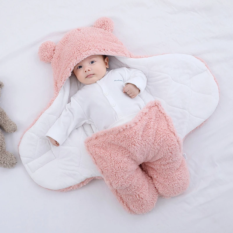 S Plush Swaddle Wrap Ultra-soft Fluffy Fleece Sleeping Bag Cotton Soft Bedding Baby Stuff