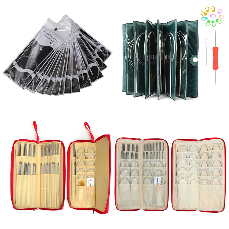 Круговой вязальный крючок из нержавеющей стали набор для переплетения игла