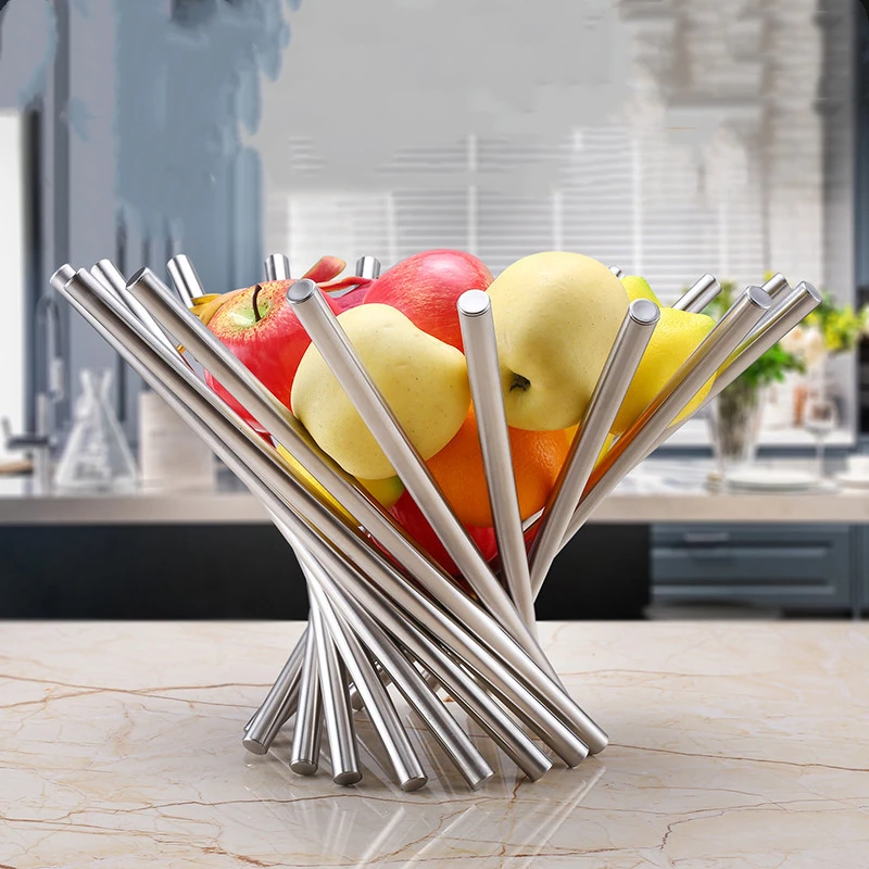 Нержавеющая сталь гостиная корзина для фруктов Украшение контейнер хранения еды