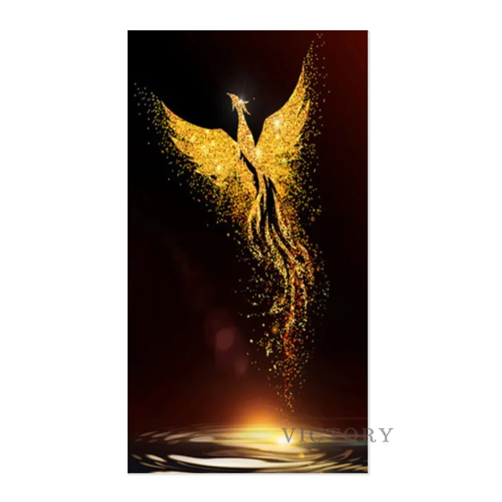 Картина на холсте с золотым Фениксом постер золотые настенные художественные