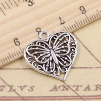 10pcs charms heart butterfly 22x20mm tibetan silver color pendants antique jewelry making diy handmade craft