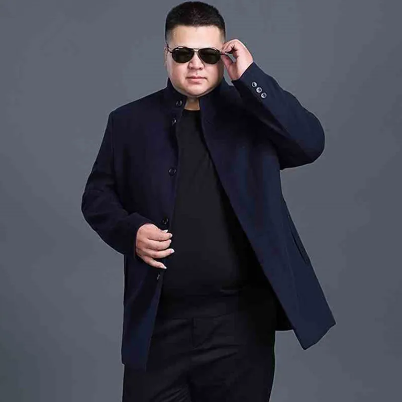 Новое зимнее шерстяное длинное полупальто 8XL7XL 6XL 5XL 4XL мужское приталенное