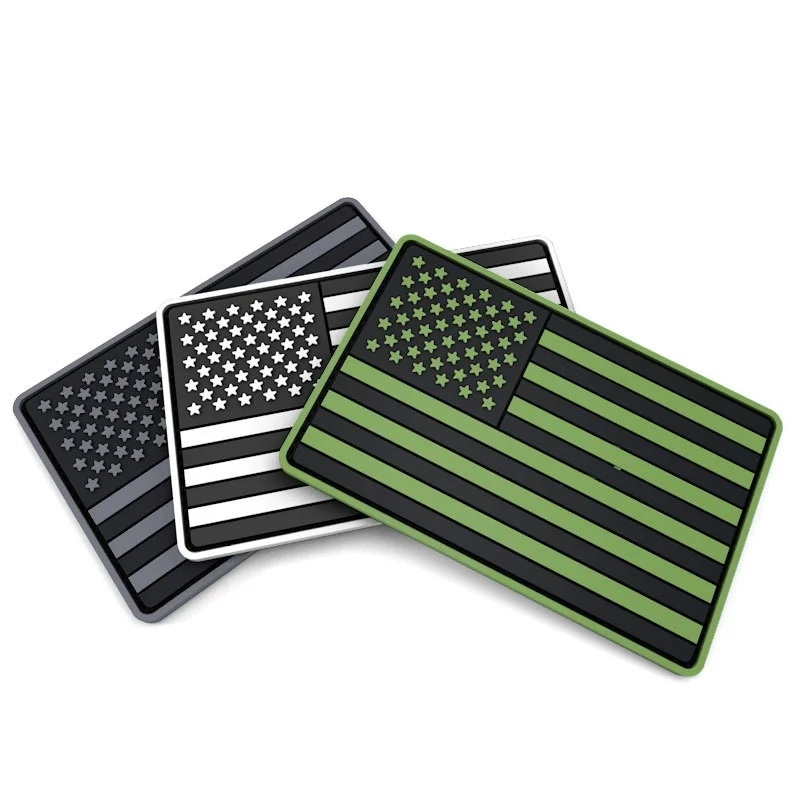 

1pc 5X8cm PVC America Flag Logo Stripes Velcro 3D Rectangle Embroidery Tactical Patch Armband Shoulder Badge Outdoor Accessories