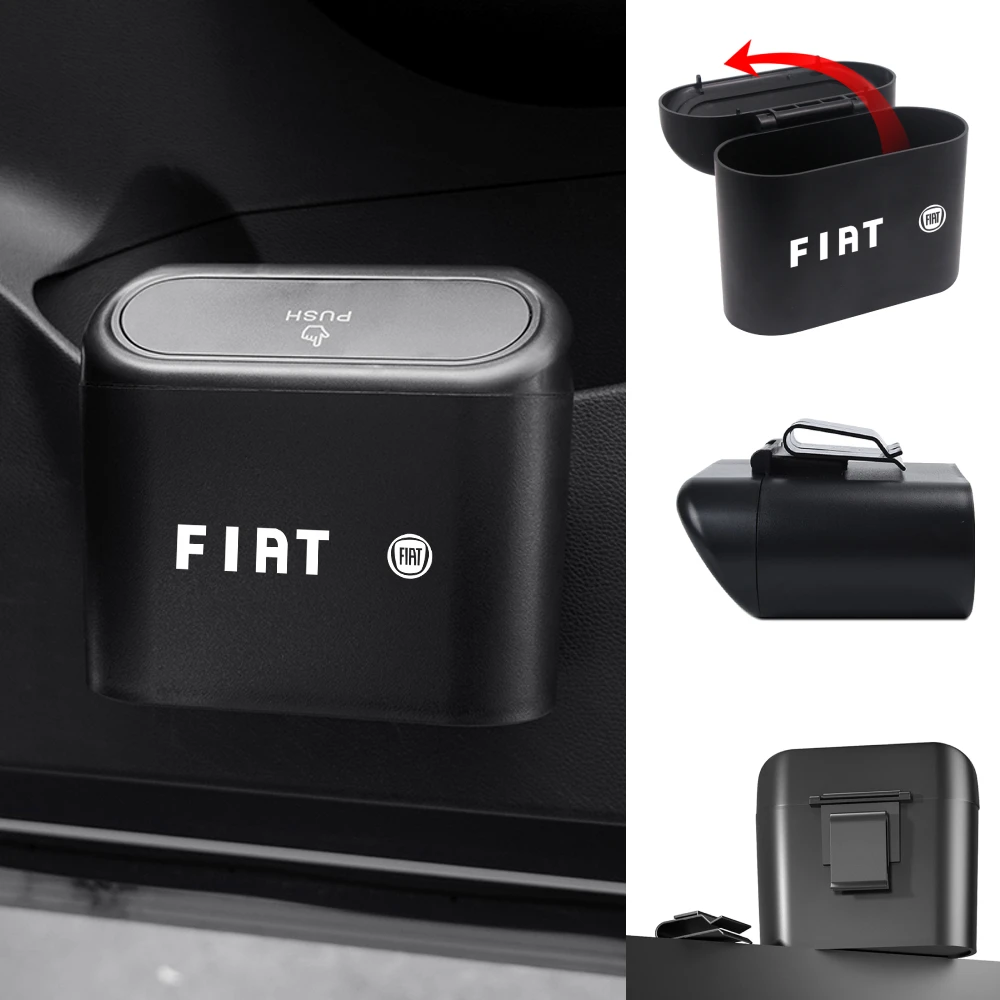 

Car Interior Multifunction Dustbin Pressing Type Trash Can Logo Organizer Storage Box For FIAT 500 595 Ducato Punto Tipo Grande