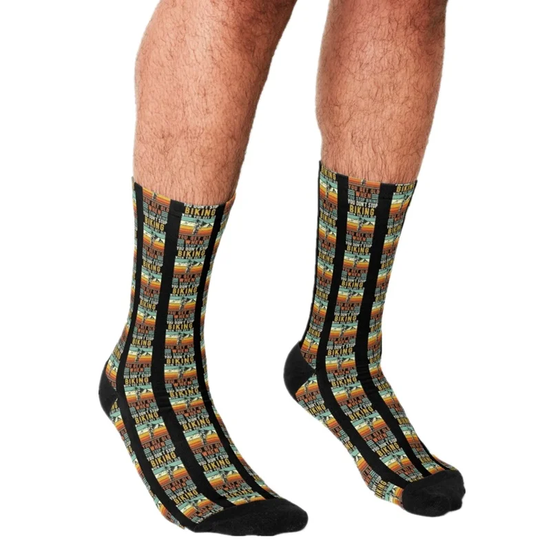 

2021 Funny Men's socks Cycle Bicycle Retro Pattern Printed hip hop Men Happy Socks cute boys street style Crazy Socks for men